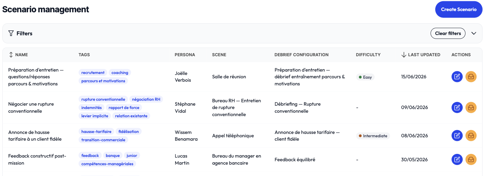 Scenario management for your workspace